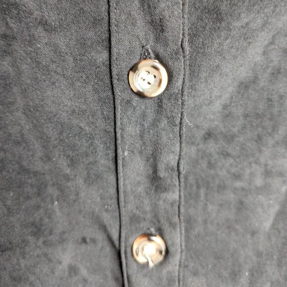 Outline Black Velvet Button Down Long Sleeve Shirt with  Brown Buttons Size 16W - Picture 8 of 13